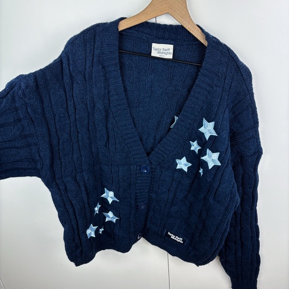 Taylor Swift Midnights Cardigan Sweater NEW Medium Large M/L Navy Blue Stars - Picture 3 of 11